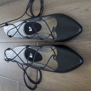 NEW - BP Black Ankle Tie Flats